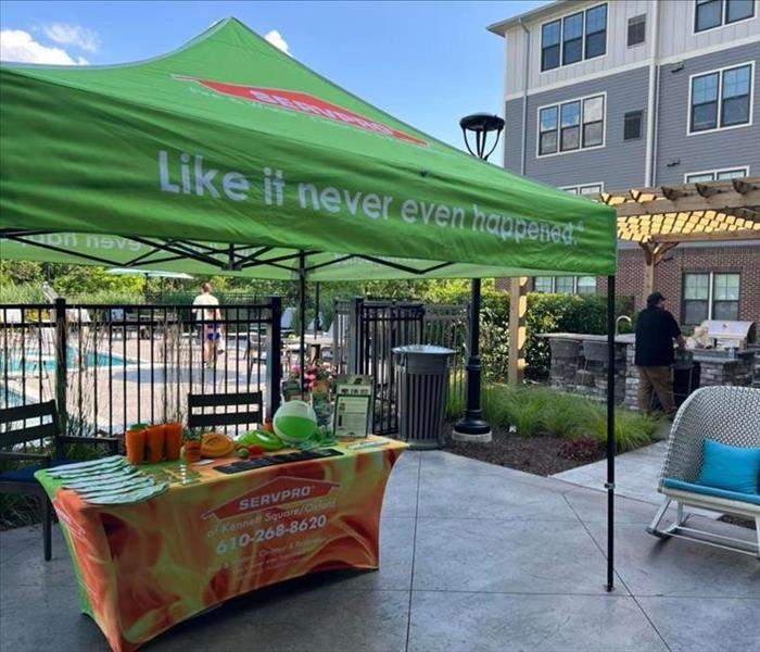 SERVPRO tent next to apartments