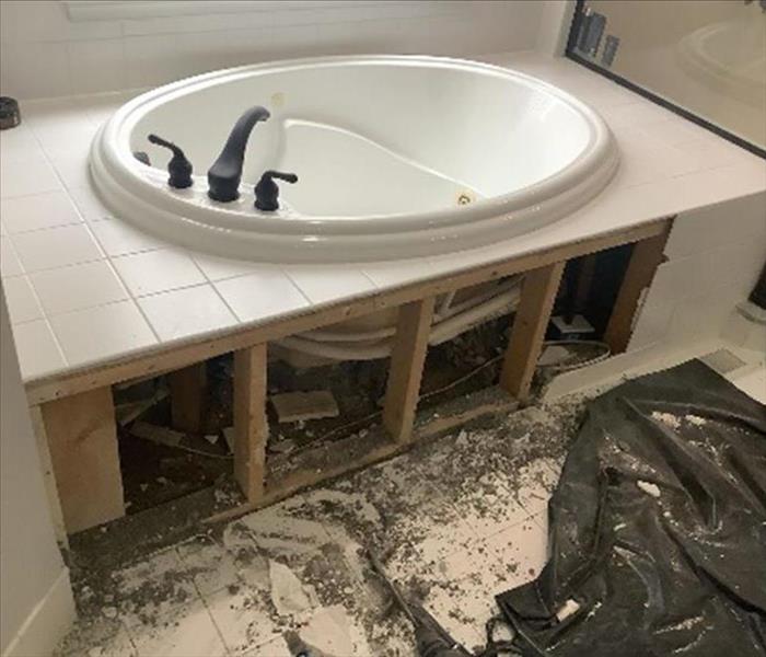 water damage and damaged counter
