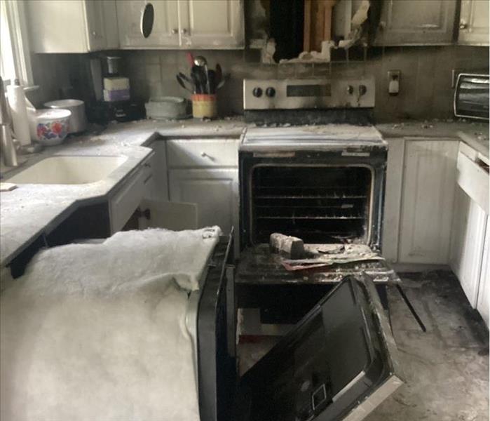 kitchen with fire damage